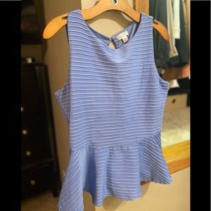 Blue Pleated Peplum Tank